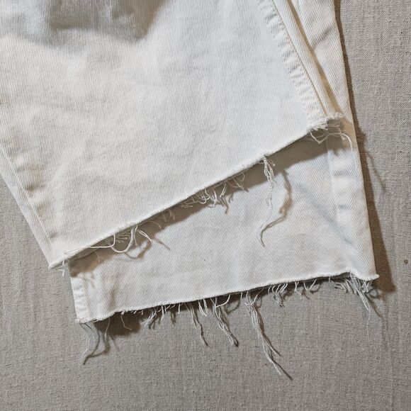 ZARA Womens Size 4 Jeans High Rise Straight Leg Holey Distressed Hem White - Picture 6 of 8